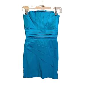 Free Generation Aqua Blue Strapless Pleated Bodycon Mini Dress NWT RJDY127925 M